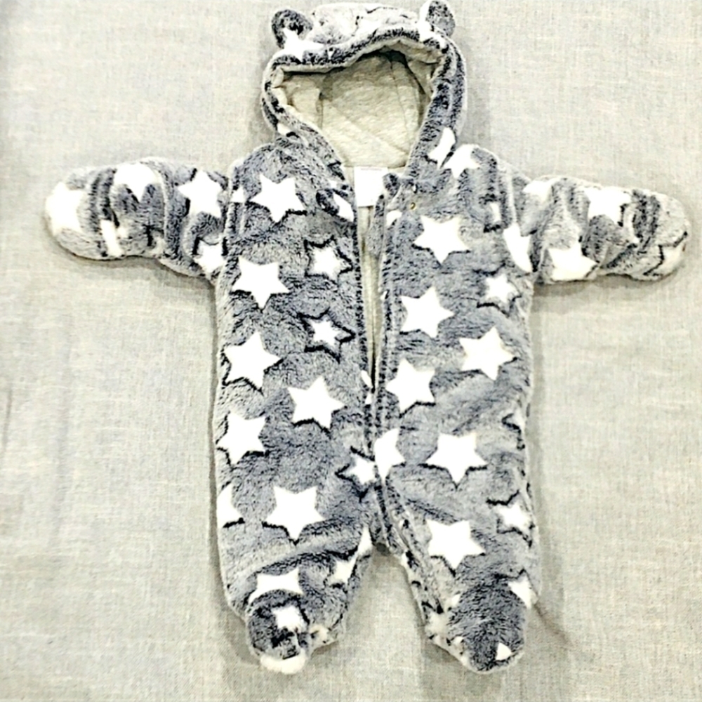 Little Wonders Gray  and  White Super Cozy Infent Onesies